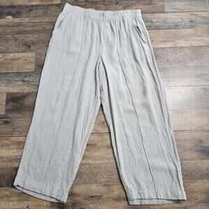 Madewell Wide Leg Pants Soft Drape Large High Rise Pockets Linen Cropped Capri